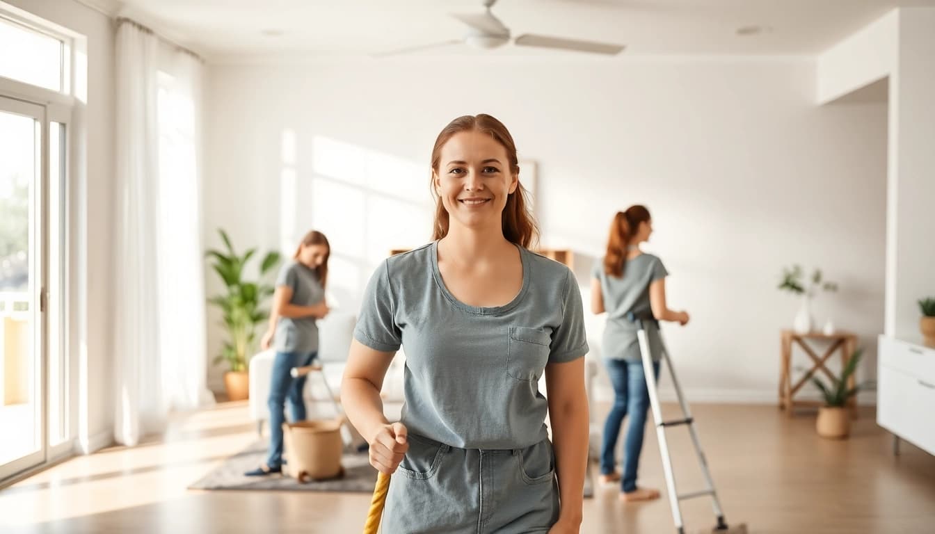 Transform your home with residential cleaning Georgia services showcasing professional cleaners.