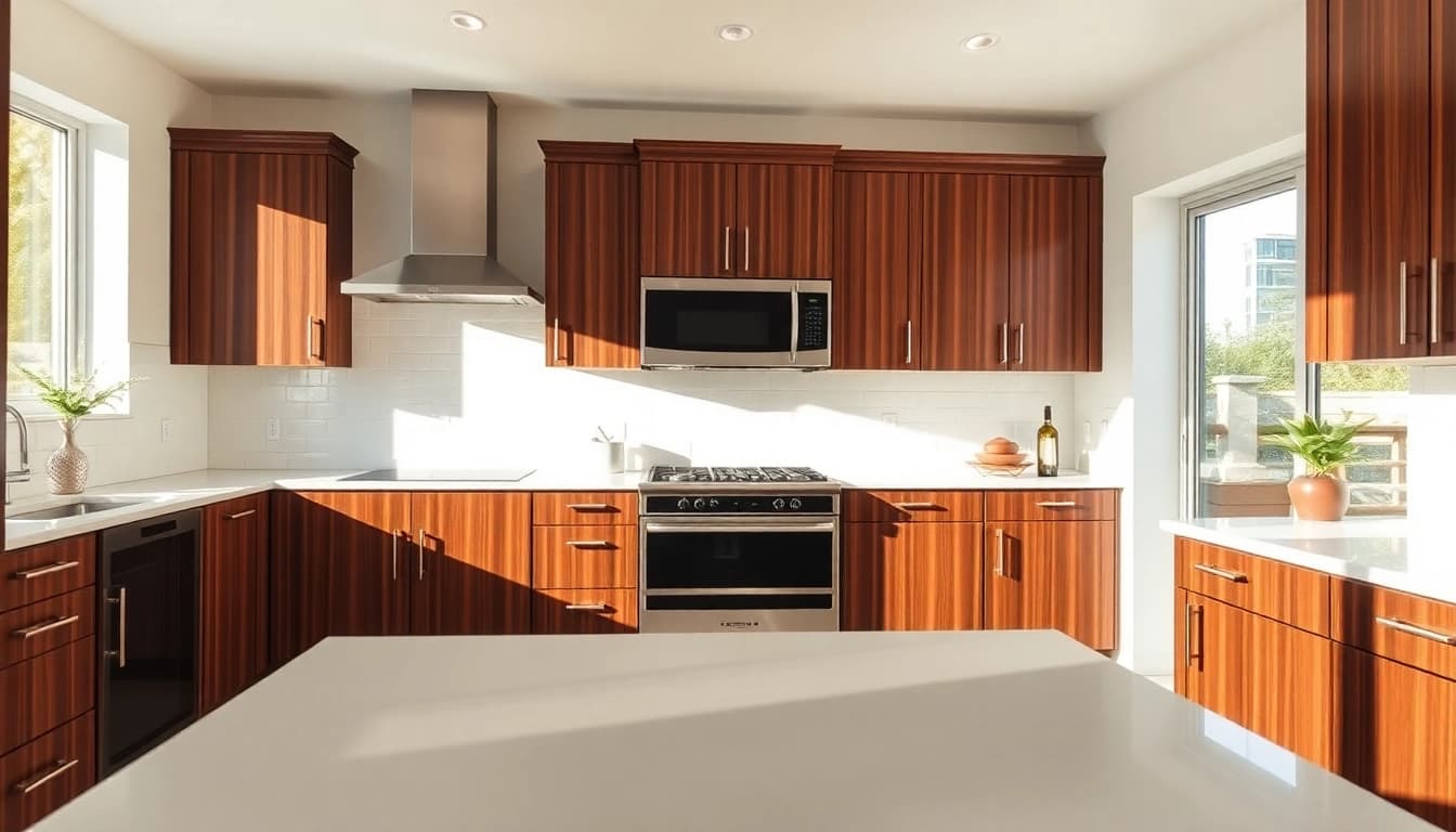 Elevate your space with Cabinet Refacing Clearwater FL, showcasing modern cabinetry in a bright kitchen.