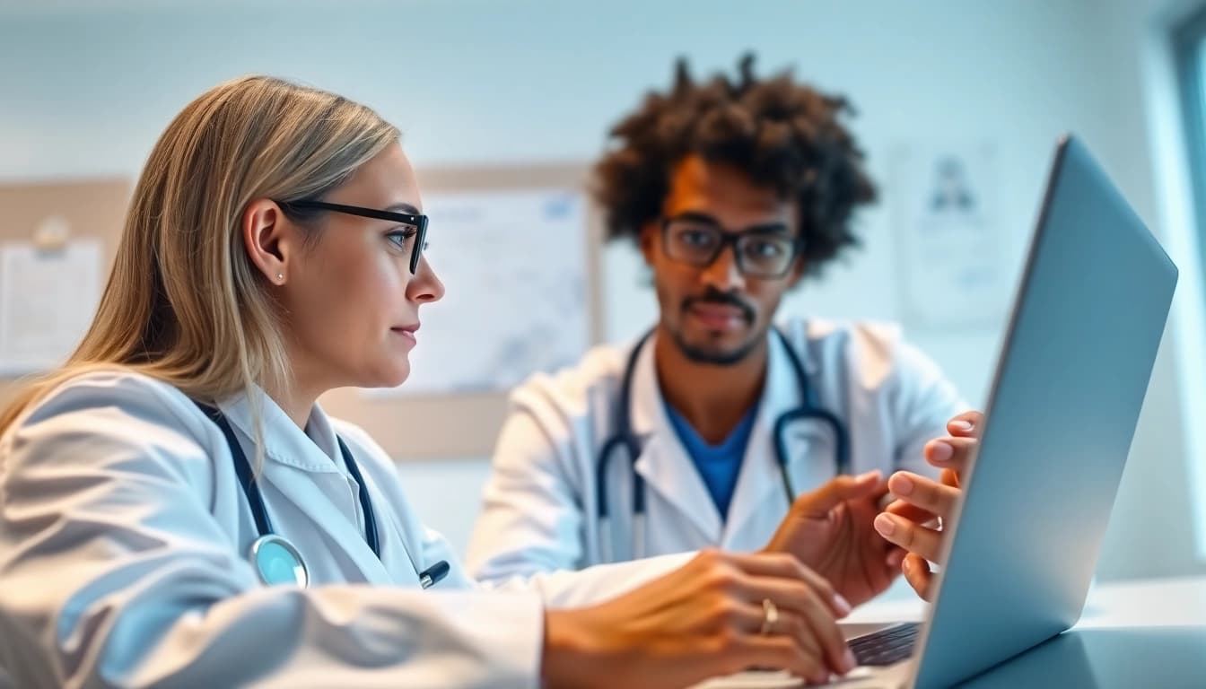 Text a licensed doctor online through a virtual consultation scene showcasing a professional doctor.